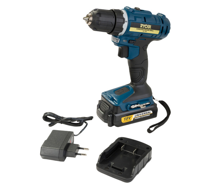 Ryobi 18 V Li-Ion Cordless DIY Drill and Driver Starter Kit - Includes Battery and Charger, 10 mm Keyless Chuck (XD-180)
