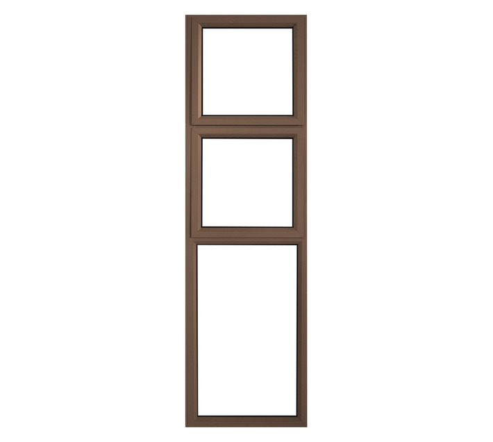 3 Pane Aluminium Sidelight Window Frame Bronze 600 x 2100 mm