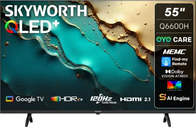 Skyworth 139 cm (55 inch) QLED Ultra HD (4K) Google Smart TV (55Q6600H)