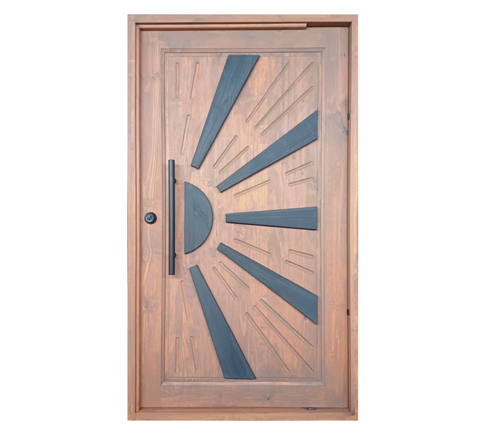 Hardword Horizontal Sunbeam Pattern Pivot Exterior Door 1200 x 2100 mm