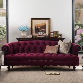 La Rosa 84" Mid-Century Modern Velvet Upholstered Chesterfield Tufted Sofa