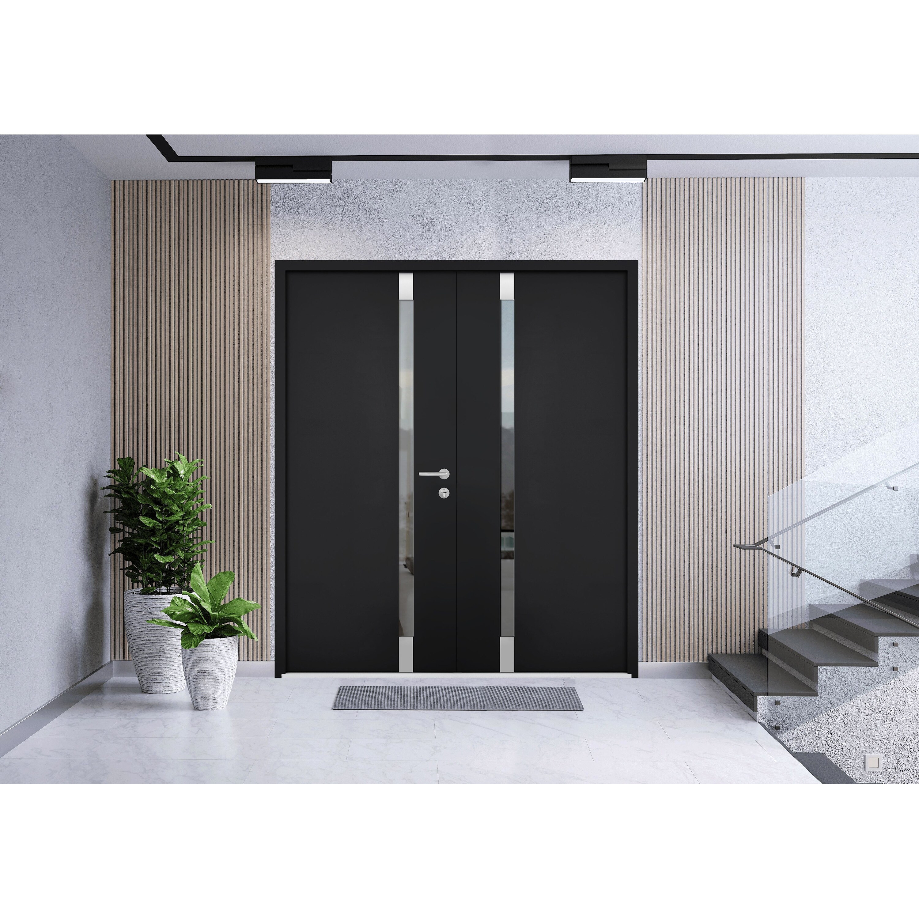 VDOMDOORS Cynex 6777 Black Steel Double Exterior Doors
