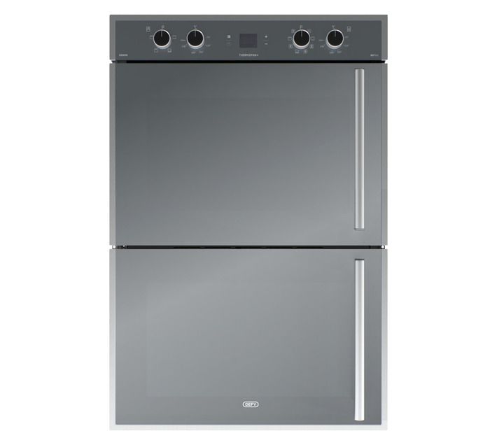 Defy Built-in Electric Gemini Thermofan and Double Oven with Airfire Technology Mirror Metallic DBO768