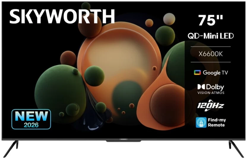 Skyworth 190.5 cm (75 inch) QD Mini LED Ultra HD (4K) Google Flat-Panel TV, Smart TV (75X6600K)