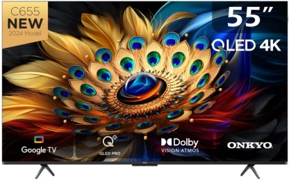 TCL 139 cm (55 inch) QLED Ultra HD (4K) Android Smart TV (55C655)