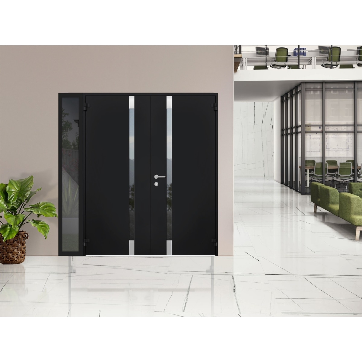 VDOMDOORS Cynex 6777 Black Steel Double Exterior Doors