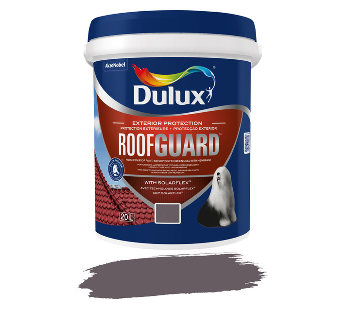 Dulux Roofguard Roof Paint Brazilian Brown 20 L – Durable Exterior Roof Coating with Solarflex Technology