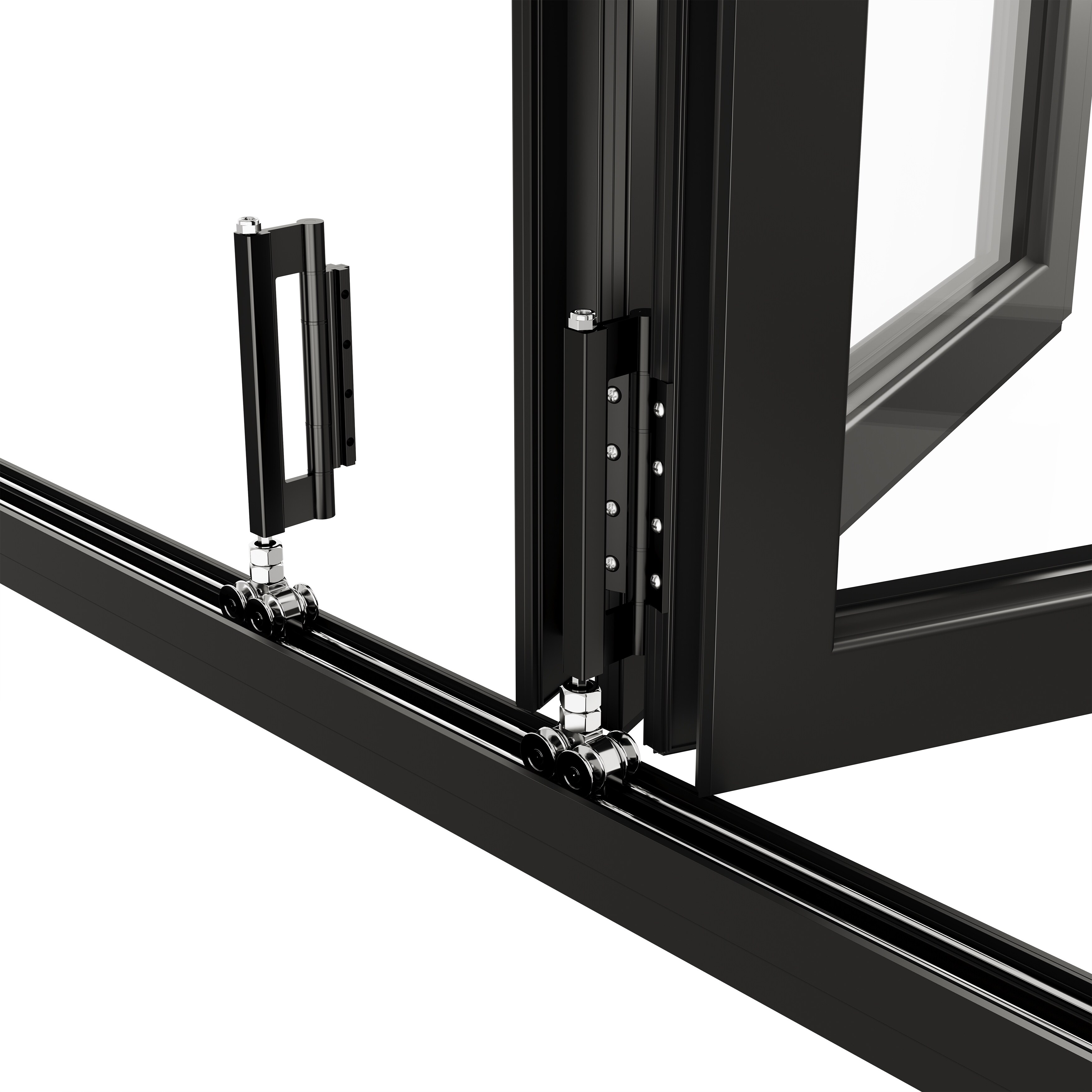 KaMic 120" x 80" 4-Panel Aluminum Patio Folding Door Right to Left-Outswing - Black